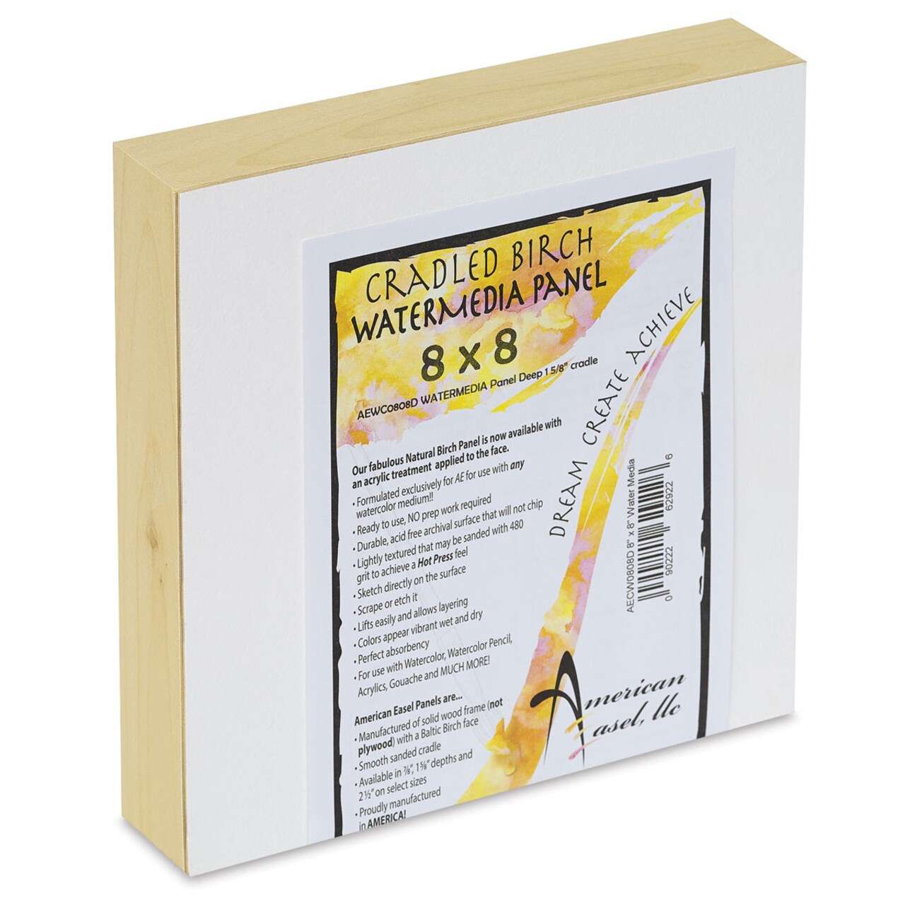 American Easel WaterMedia Panel - 8" x 8", Gallery Profile 1-5/8"